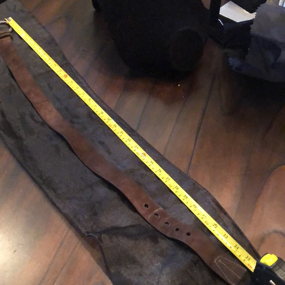 🇮🇹Prada Distressed suede leather large silver tone wide saddle stitch tip belt - Picture 9 of 12